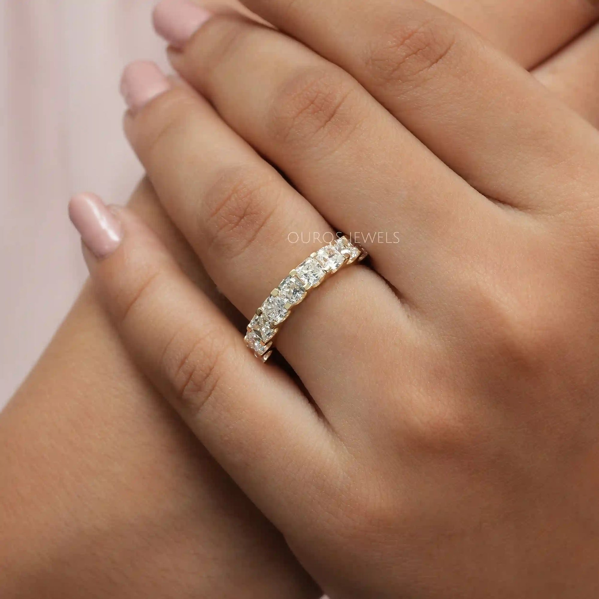 Lab Grown Cushion Diamond Half Wedding Band