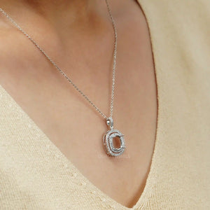 [[A Women wearing Semi Mount Cushion Shape Pendant]-[Ouros Jewels]