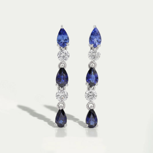 Blue Pear Cut Gemstone Drop Dangle Earrings Earring
