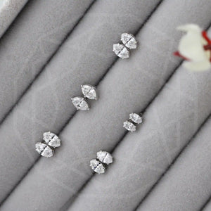 White Gold Marquise Shape Lab Diamond Stud