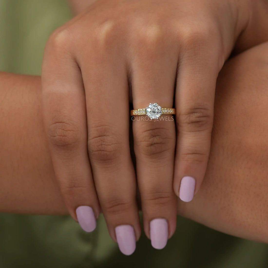 Old European Round Cut Accent Diamond Ring