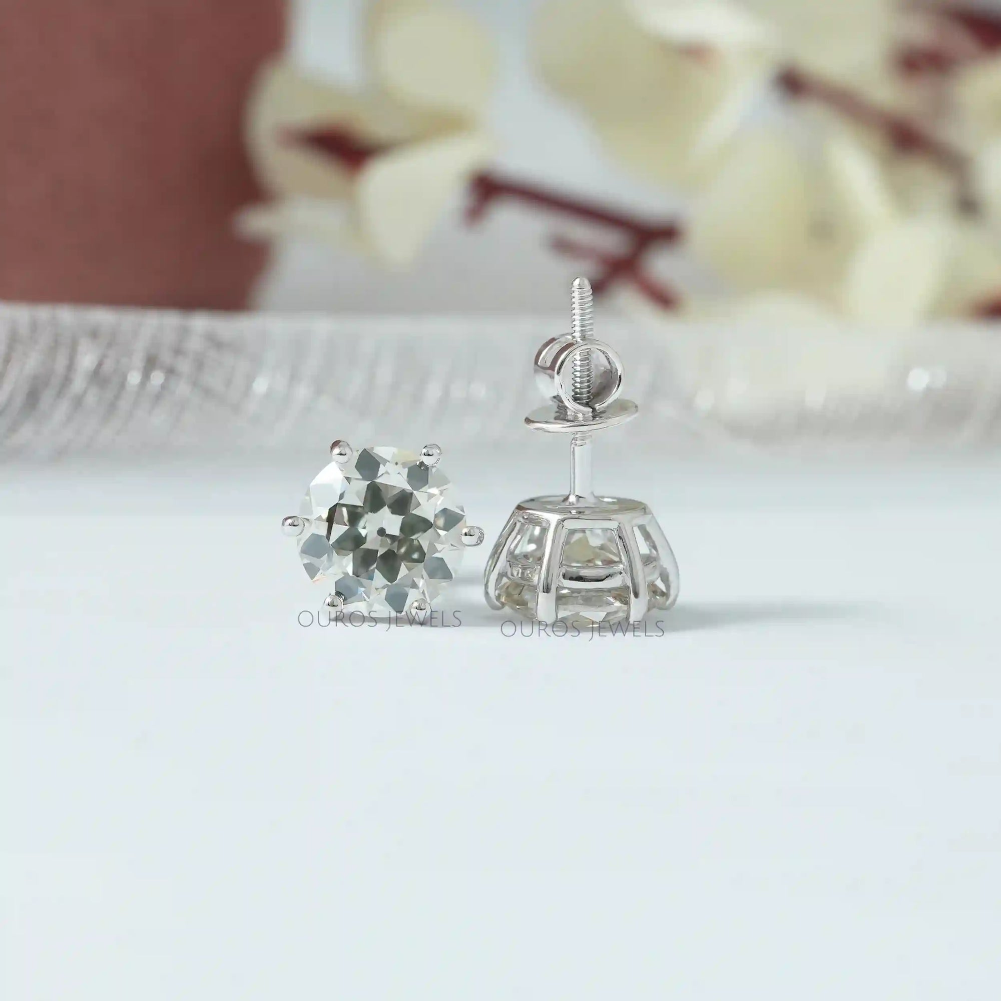 Old European Round Diamond Stud Earrings Earring