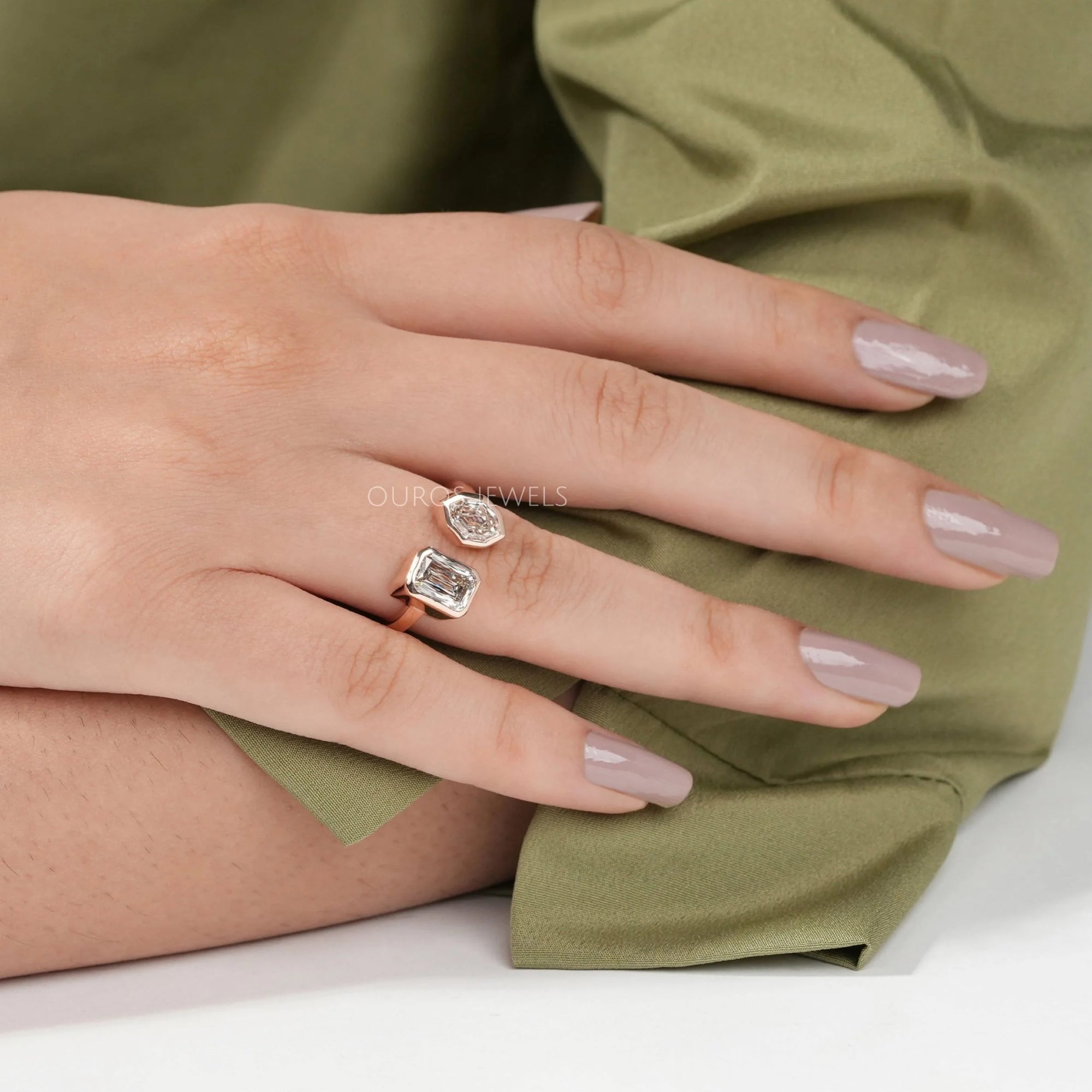 Criss Cut And Moval Diamond Toi Et Moi Engagement Ring