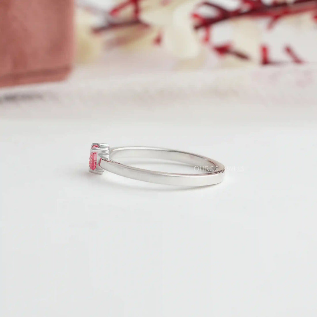Pink Heart Shape Solitaire Ring