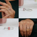 collage's of pink pear cut lab diamond three stone engagement ring