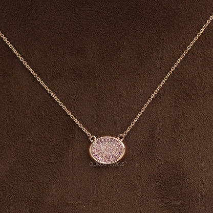 Pink Round Cut Lab Grown Diamond Pave Set Pendant
