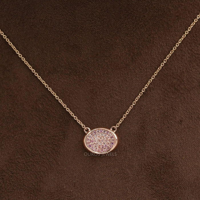 Pink Round Cut Lab Grown  Diamond  Pave Set Pendant