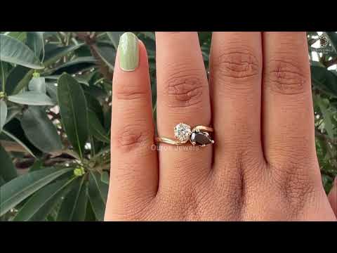 [Youtube Video of Black Pear Cut Diamond Engagement Ring]-[Ouros Jewels]