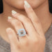 princess-cut semi-mount double halo engagement ring on model's finger