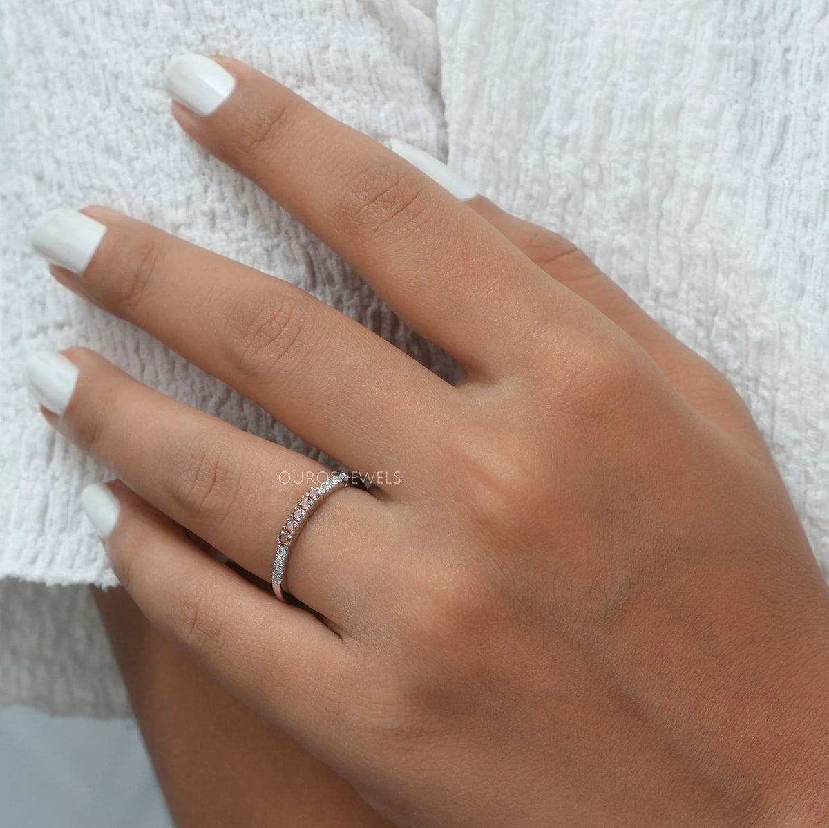 Fancy Round Cut Lab Grown Diamond Stacking Ring Rings