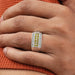 yellow round-cut lab-grown colored diamond men's wedding band in finger