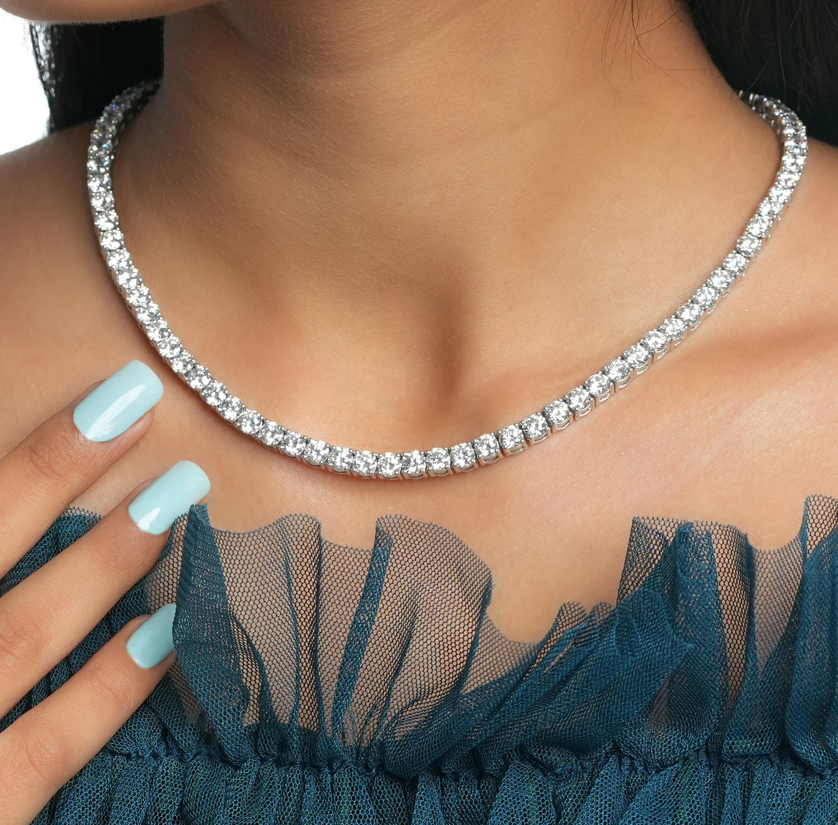 4.50 MM Round Cut Lab Diamond Necklace