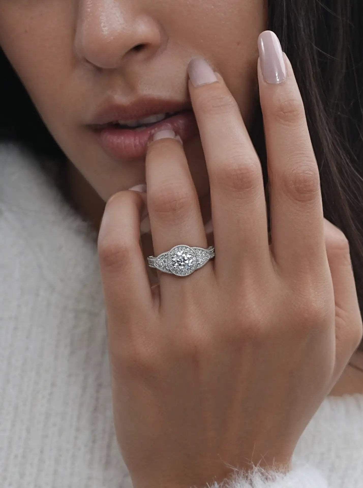 round diamond vintage engagement ring 