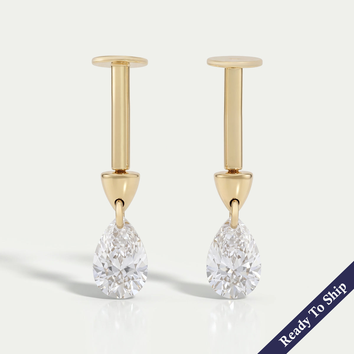 Pear Diamond Thread Screw Back Earrings Earring