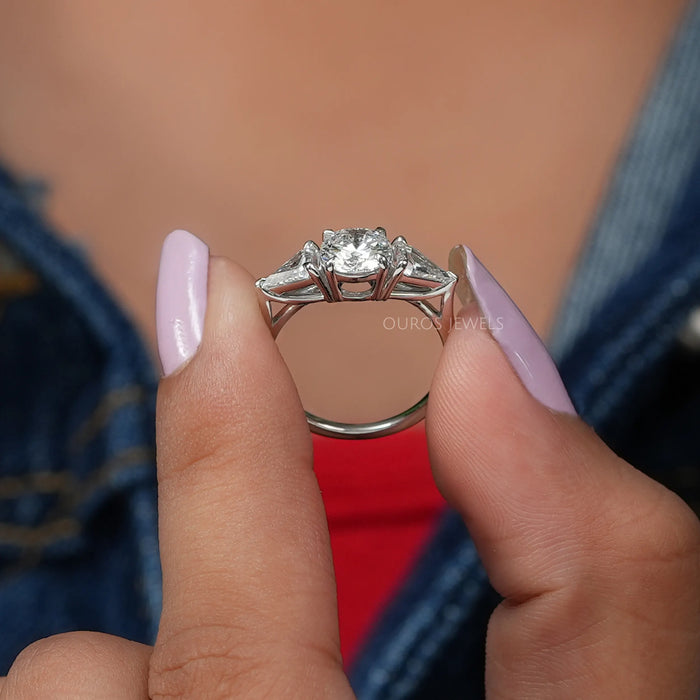 Front Back Side View Of Three Stone Engagement Ring