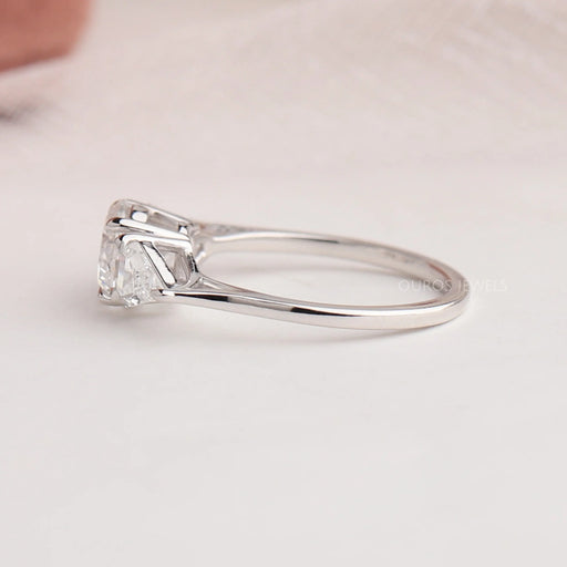 Side Look Of Lab Diamond Engagement Ring Crafted With 14K Solid White Gold