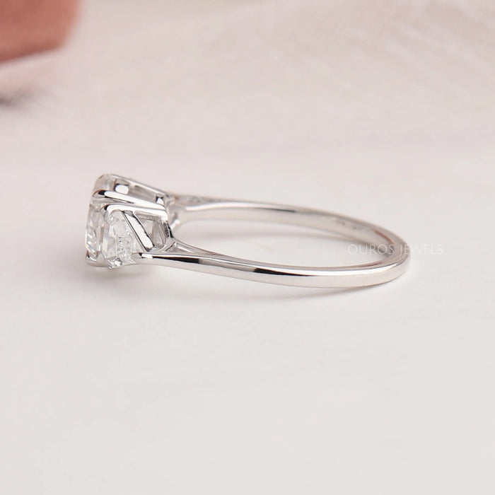 Side Look Of Lab Diamond Engagement Ring Crafted With 14K Solid White Gold