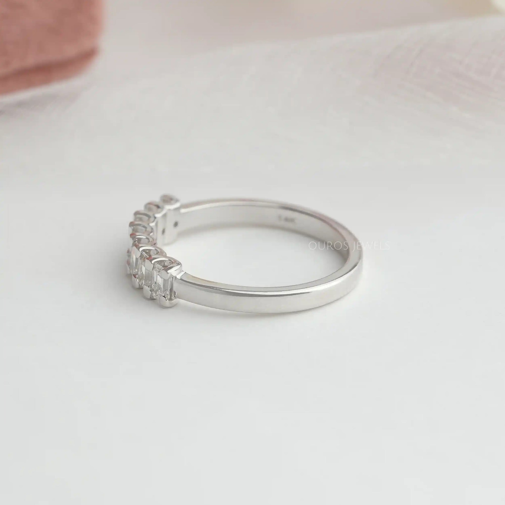 7 Stone Emerald Cut Wedding Band