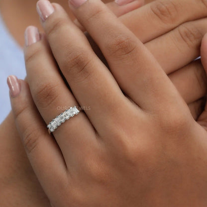 7 Stone Emerald Cut Wedding Band
