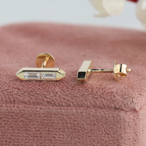 14k yellow gold screw back diamond stud earrings with eco-friendly diamonds