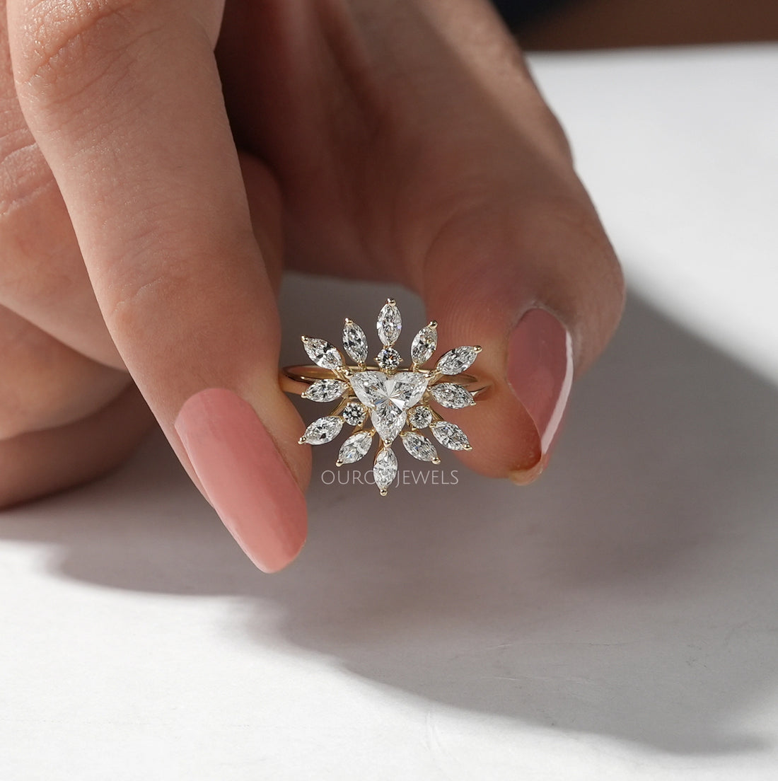 Lotus Cut Diamond Engagement Ring