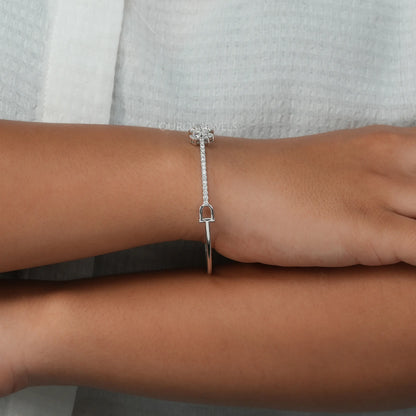 Flower Shape Pear Diamond Bangle Bracelet