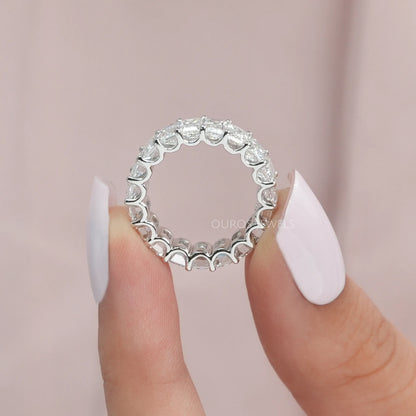 Emerald Cut Lab Diamond Full Eternity Wedding Band