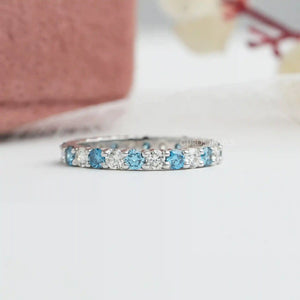 [Blue Round Cut Eternity Band]-[Ouros Jewels]