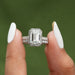 closed view of emerald cut lab diamond halo engagement ring
