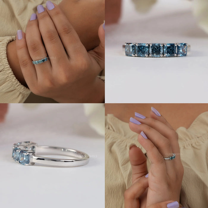 [Cushion Cut Diamond Wedding Band]-[Ouros Jewels]