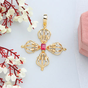 Natural Ruby Gemstone Flower Necklace