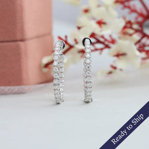 Boucles d'oreilles créoles en diamant Inside Out en or blanc 14 carats