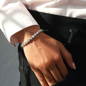 Hexagon Cut Bezel Set Tennis Bracelet