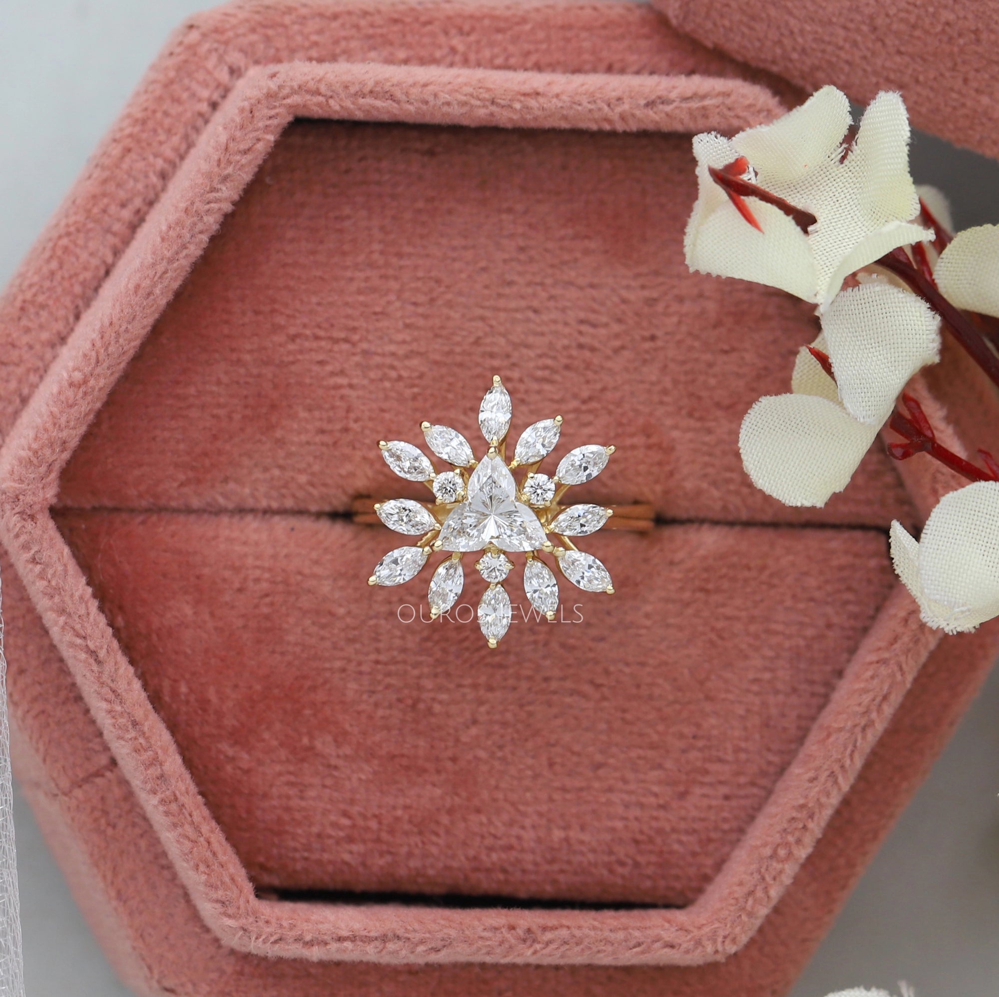 Lotus Cut Diamond Engagement Ring