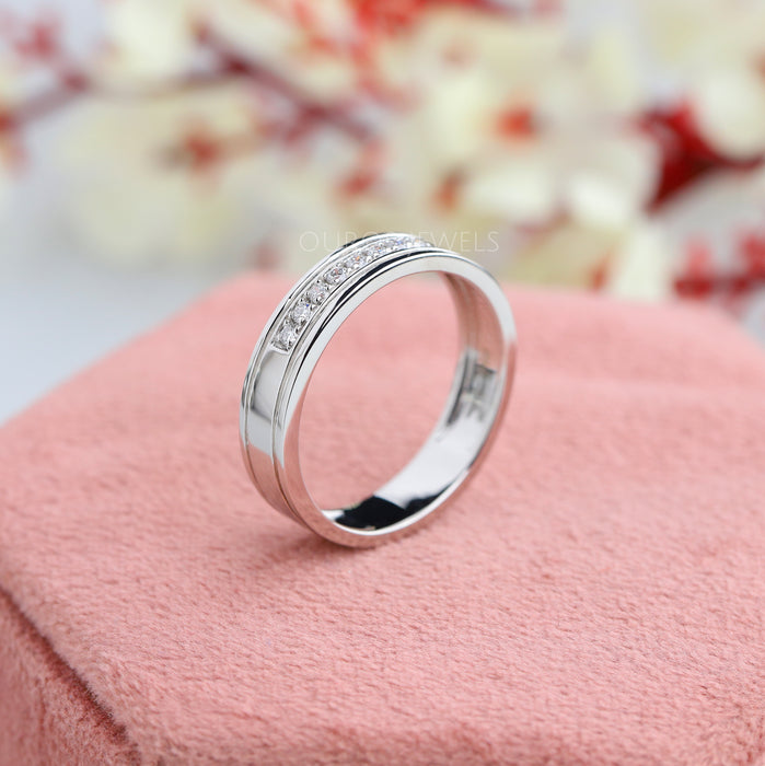 round diamond wedding band for men