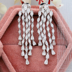 Boucles d'oreilles de mariée chandelier taille marquise en poire 9,00 TCW