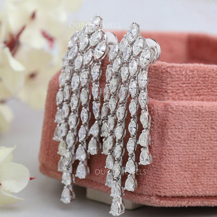 Boucles d'oreilles de mariée chandelier taille marquise en poire 9,00 TCW