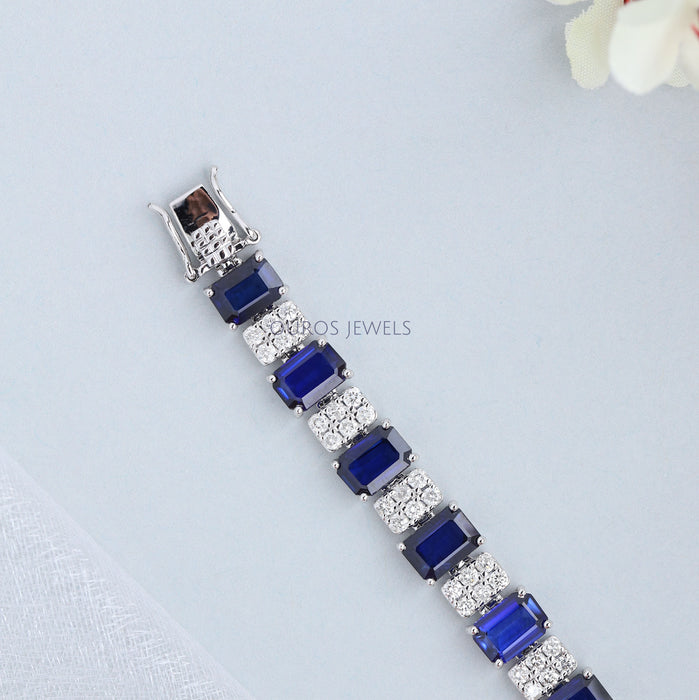 Bracelet en saphir bleu et diamants radieux pour femme