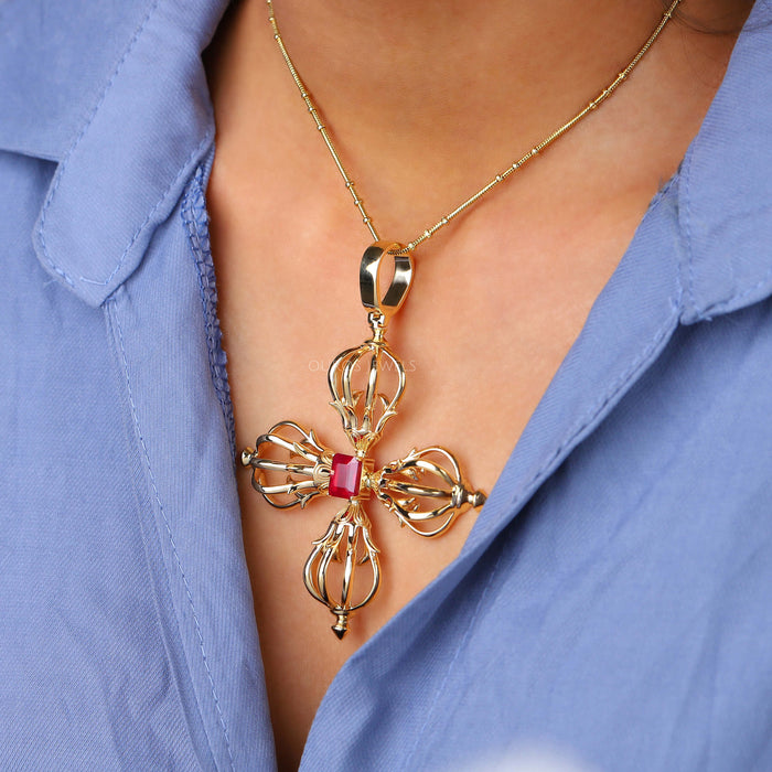 Natural Ruby Gemstone Flower Necklace