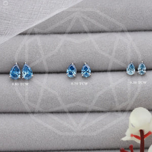 Boucles d'oreilles à clous en diamant bleu cultivé en laboratoire