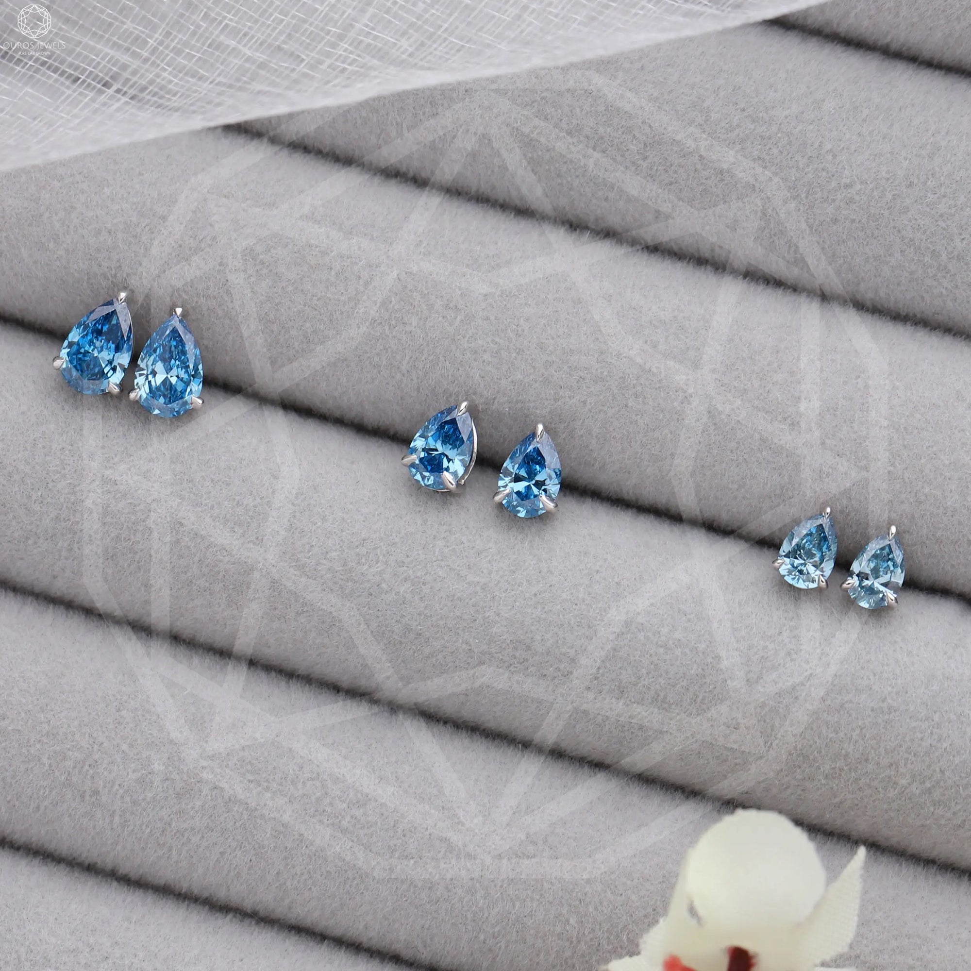 Lab Grown Blue Diamond Studs Earrings