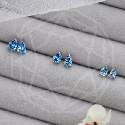Lab Grown Blue Diamond Studs Earrings