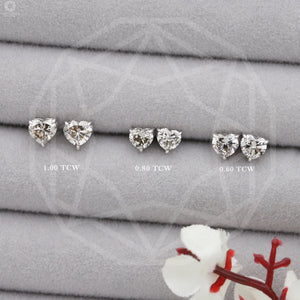 [Heart Shape Diamond Stud Earring]-[Ouros Jewels]