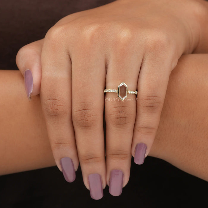 [Hexagon Cut Diamond Ring]-[Ouros Jewels]