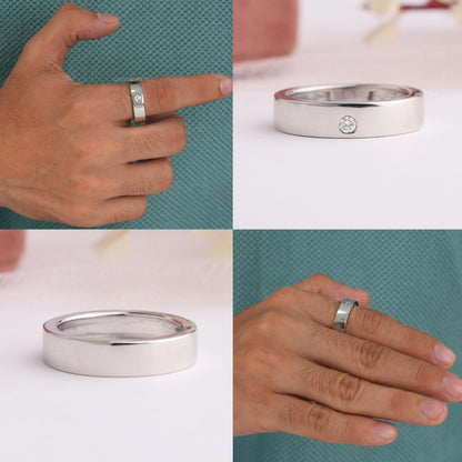 Solitaire Diamond Flush Set Men's Band