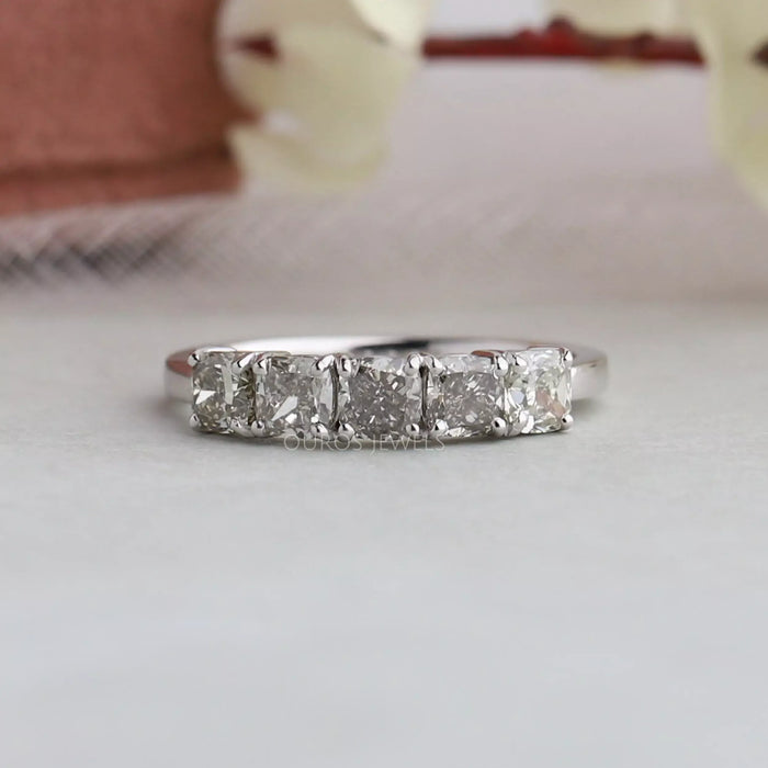 [Cushion Cut 5 Stone Diamond Band]-[Ouros Jewels]