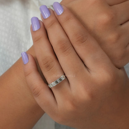 Olive Cushion Cut Wedding Band