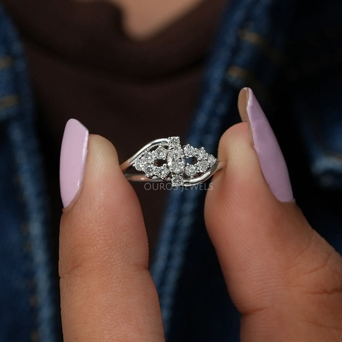  In finger front look of colorless oval lab diamond engagement ring