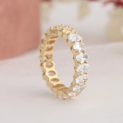 Yellow Oval Cut Lab Grown Diamond Eternity Wedding Band