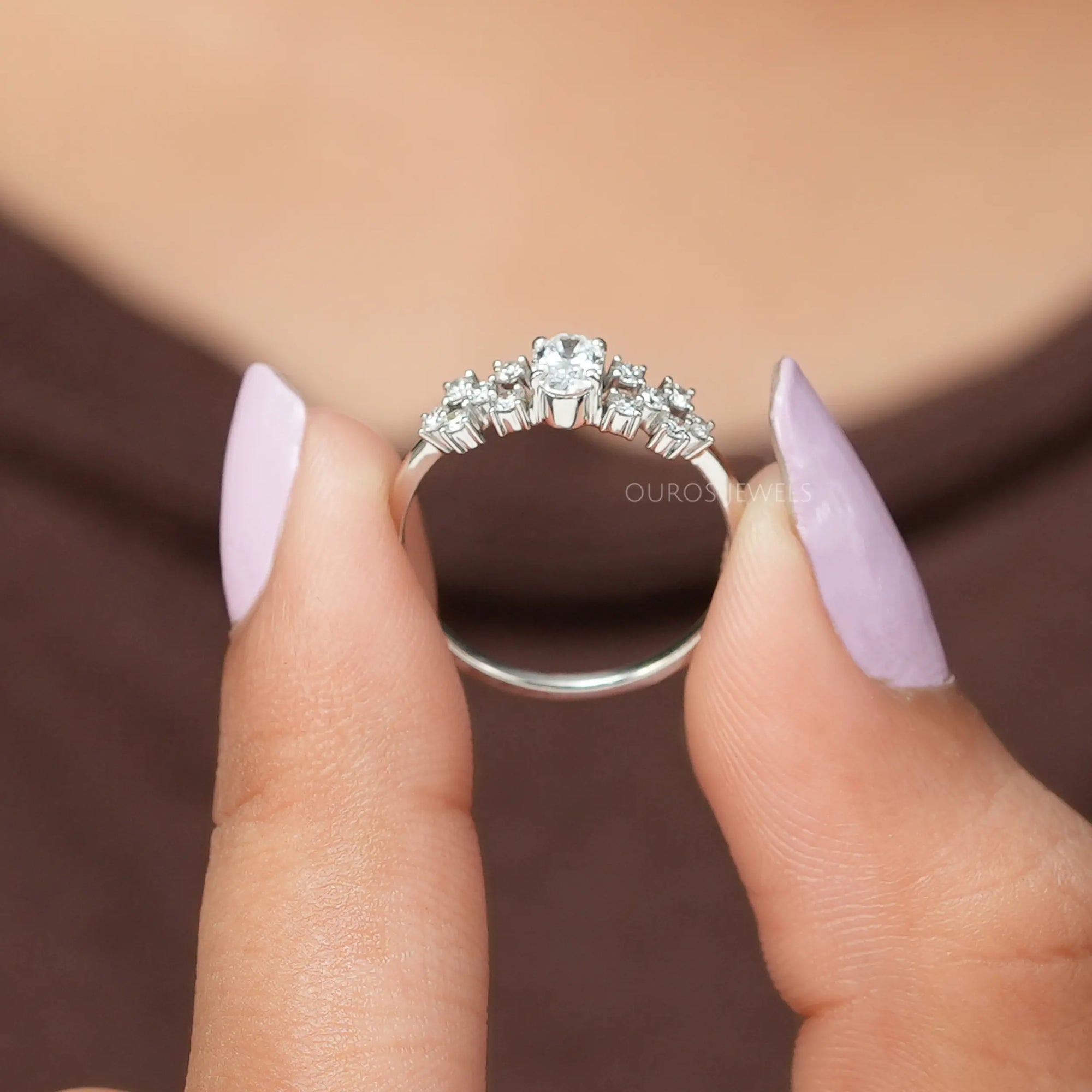 Oval Cut Cluster Diamond Ring